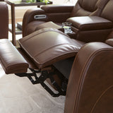 Ashley Furniture - DREAMER POWER RECLINING LOVE W/AUDIO CONSOLE - Dark Brown Leather Match - Loveseats - Additional View 13