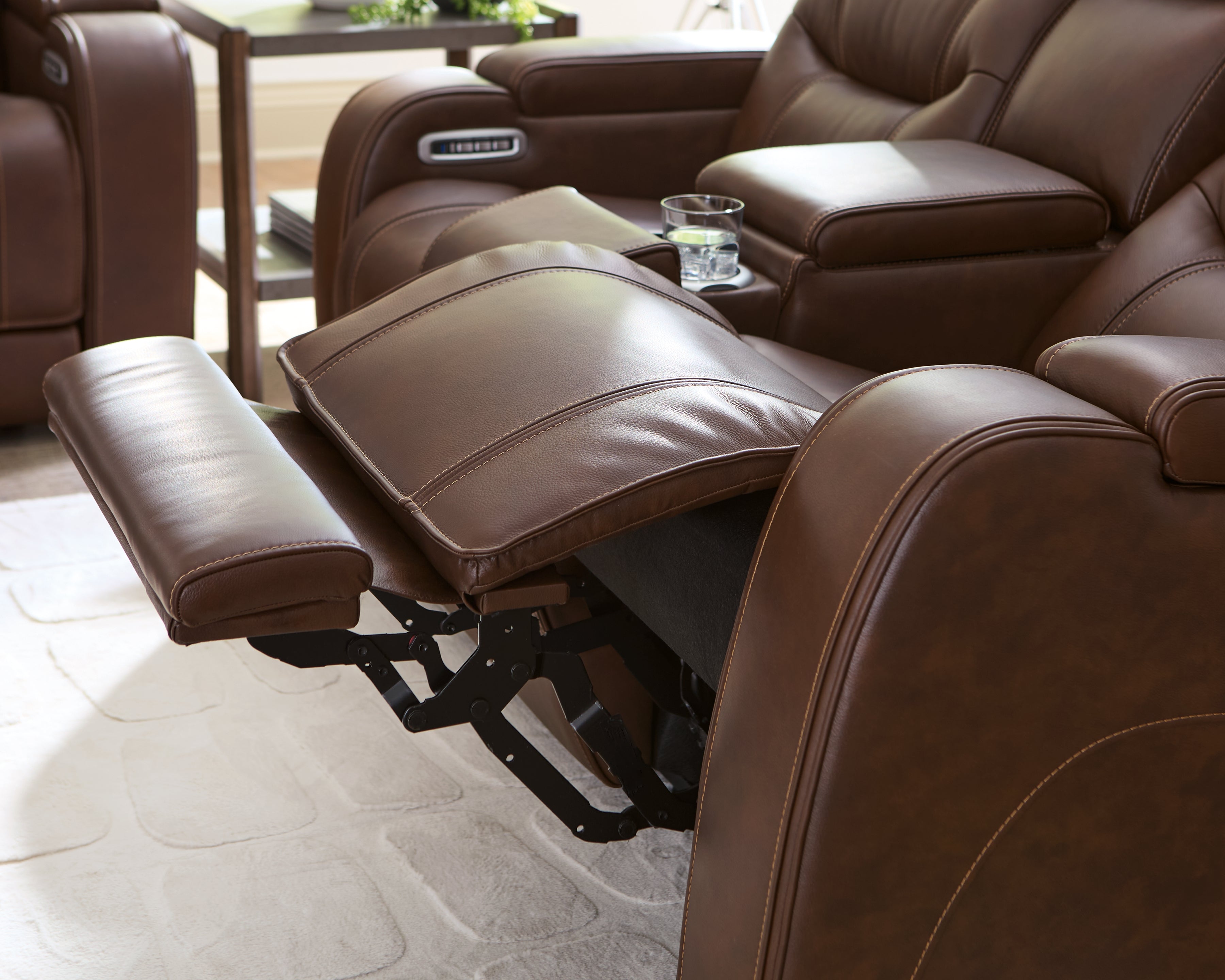 Ashley Furniture - DREAMER POWER RECLINING LOVE W/AUDIO CONSOLE - Dark Brown Leather Match - Loveseats - Additional View 13