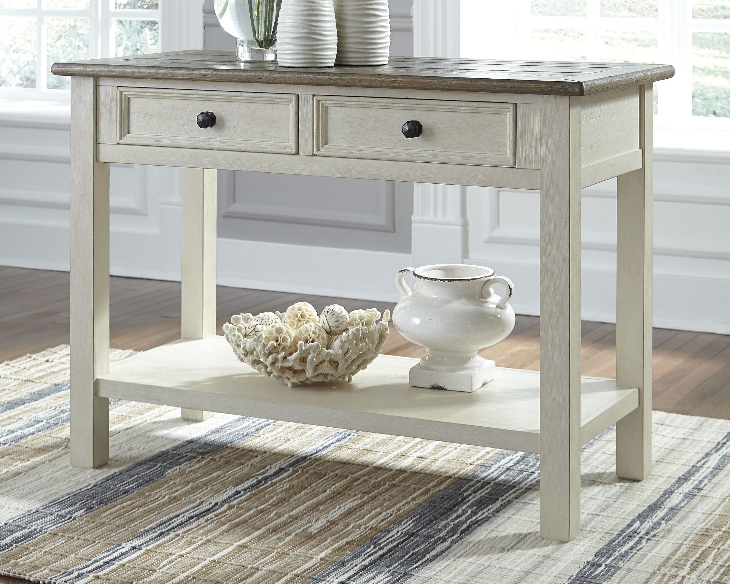 Ashley Furniture - BOLANBURG SOFA TABLE - White Wood - Tables - Additional View 1