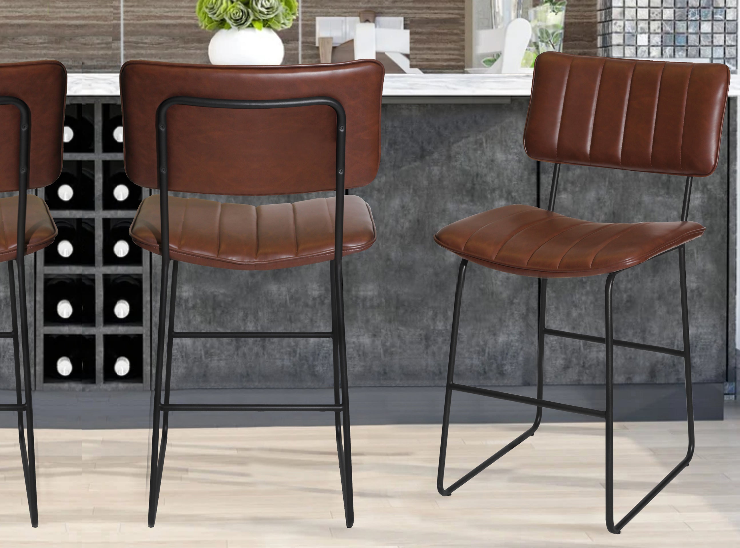 Steve Silver Furniture - Tribeca 24" Counter Chair - Dark Brown Wood - Stools - Additional View 3