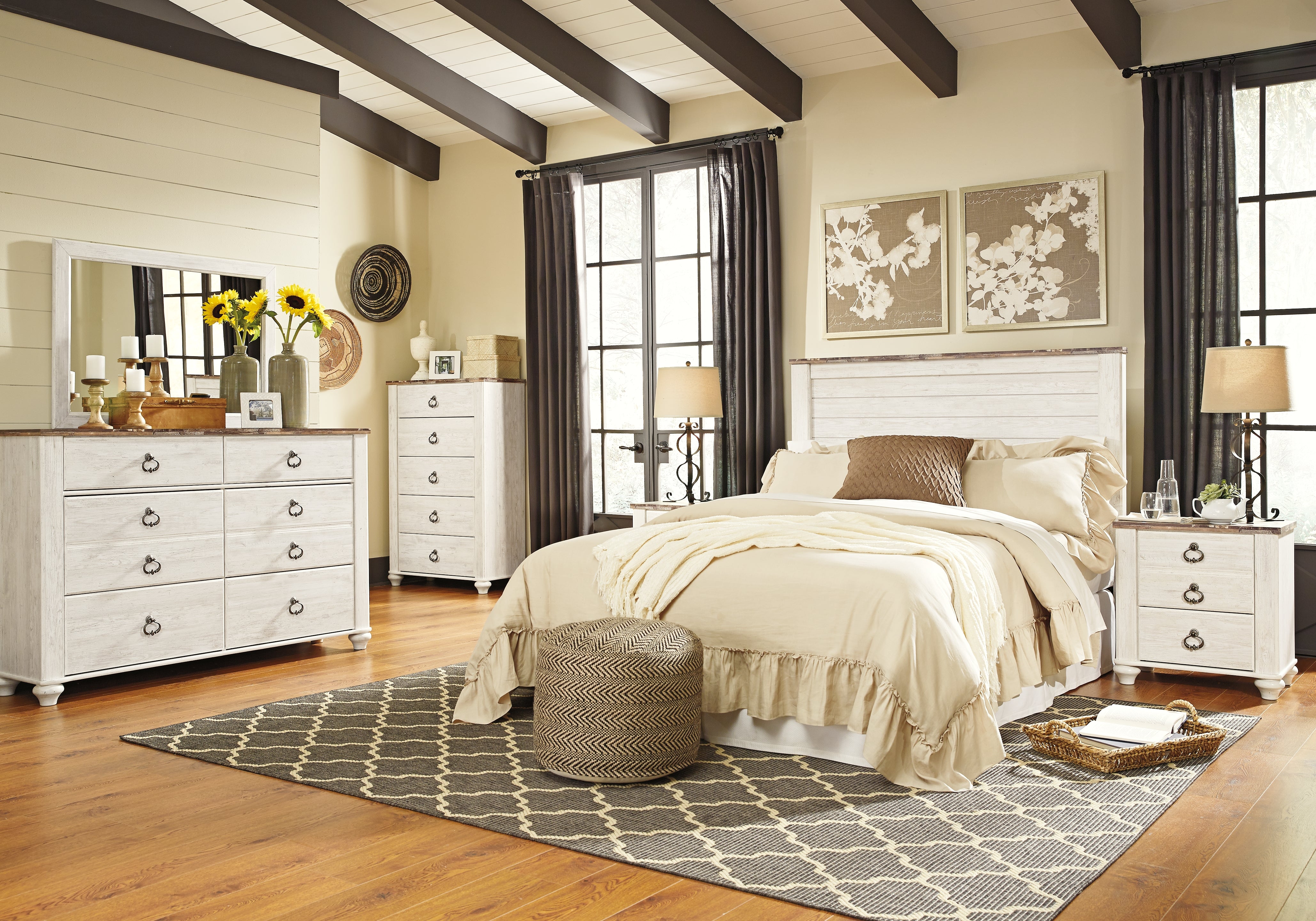 Ashley Furniture - WILLOWTON FIVE DRAWER CHEST - Beige Wood - Chests - Additional View 3