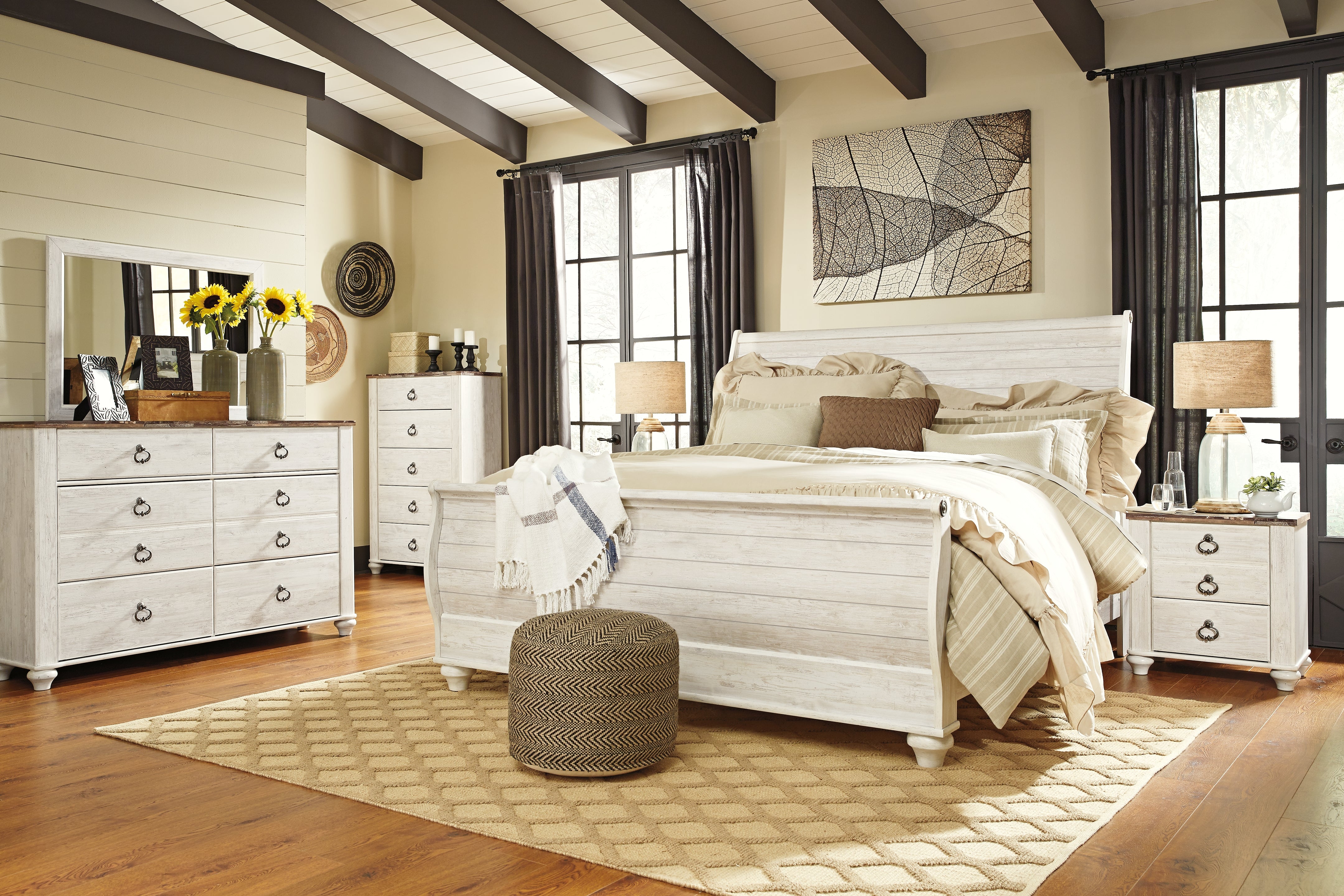 Ashley Furniture - WILLOWTON FIVE DRAWER CHEST - Beige Wood - Chests - Additional View 4