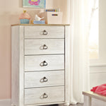 Ashley Furniture - WILLOWTON FIVE DRAWER CHEST - Beige Wood - Chests - Additional View 6