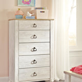 Ashley Furniture - WILLOWTON FIVE DRAWER CHEST - Beige Wood - Chests - Additional View 6