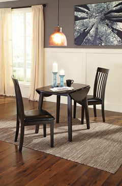 Ashley Furniture - HAMMIS 3 PIECE DINETTE SET - Dark Brown Leather Match|Wood - Dining Room Sets