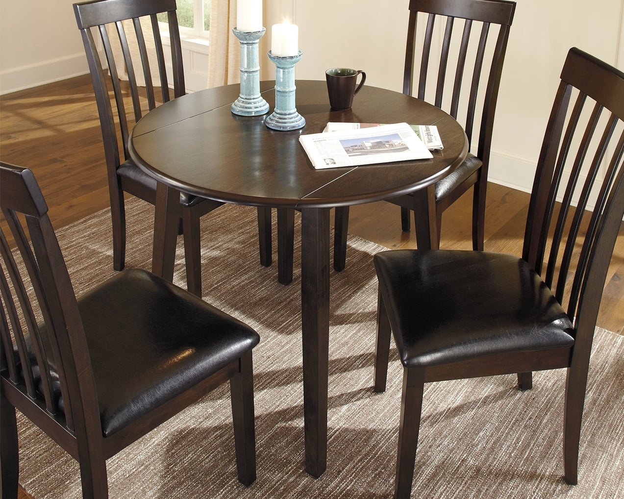 Ashley Furniture - HAMMIS 3 PIECE DINETTE SET - Dark Brown Leather Match|Wood - Dining Room Sets - Additional View 6