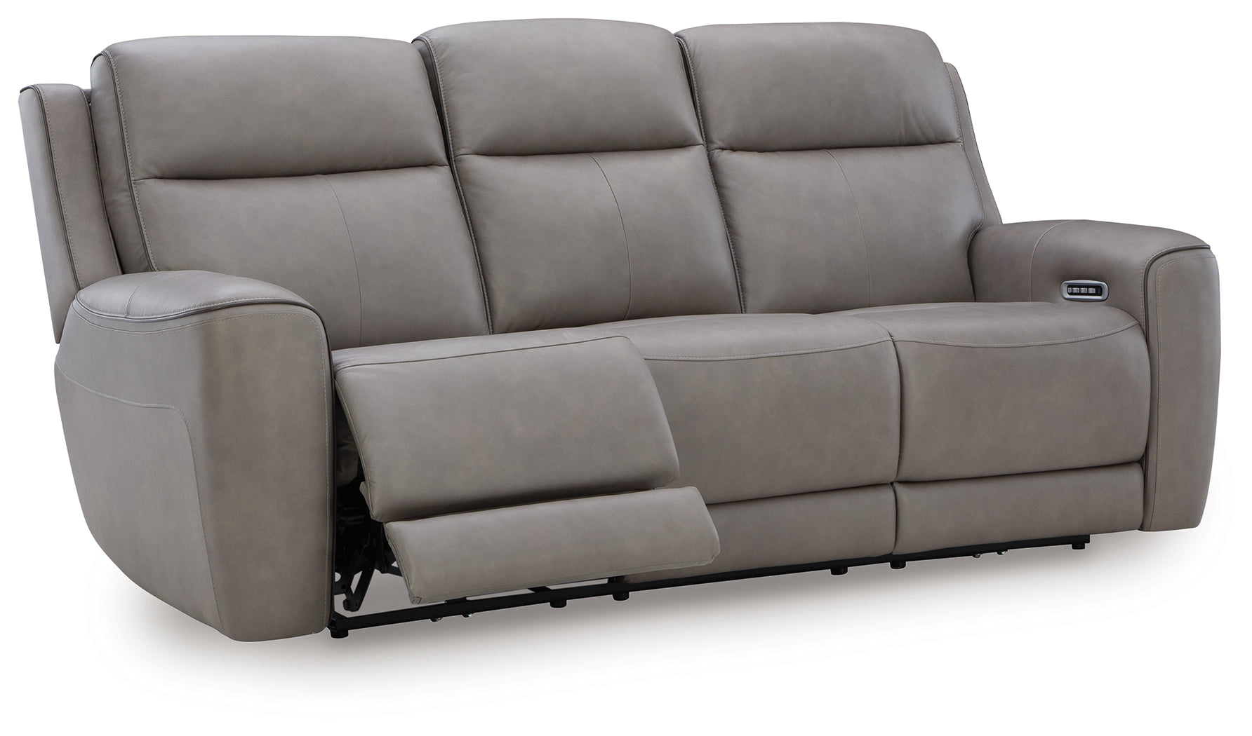 Ashley Furniture - ZELDA COIN LEATHER 2P POWER SOFA WITH MASSAGE - Dark Gray Leather Match - Sofas