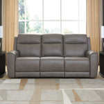 Ashley Furniture - ZELDA COIN LEATHER 2P POWER SOFA WITH MASSAGE - Dark Gray Leather Match - Sofas - Additional View 1