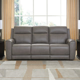 Ashley Furniture - ZELDA COIN LEATHER 2P POWER SOFA WITH MASSAGE - Dark Gray Leather Match - Sofas - Additional View 1