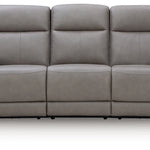 Ashley Furniture - ZELDA COIN LEATHER 2P POWER SOFA WITH MASSAGE - Dark Gray Leather Match - Sofas - Additional View 2