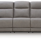 Ashley Furniture - ZELDA COIN LEATHER 2P POWER SOFA WITH MASSAGE - Dark Gray Leather Match - Sofas - Additional View 2