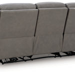 Ashley Furniture - ZELDA COIN LEATHER 2P POWER SOFA WITH MASSAGE - Dark Gray Leather Match - Sofas - Additional View 3