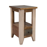 International Furniture Direct - ANTIQUE CHAIRSIDE TABLE - Light Brown Wood - Tables