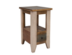 International Furniture Direct - ANTIQUE CHAIRSIDE TABLE - Light Brown Wood - Tables