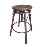 International Furniture Direct - ANTIQUE ADJUSTABLE SWIVEL STOOL - Dark Brown Wood|Iron - Stools