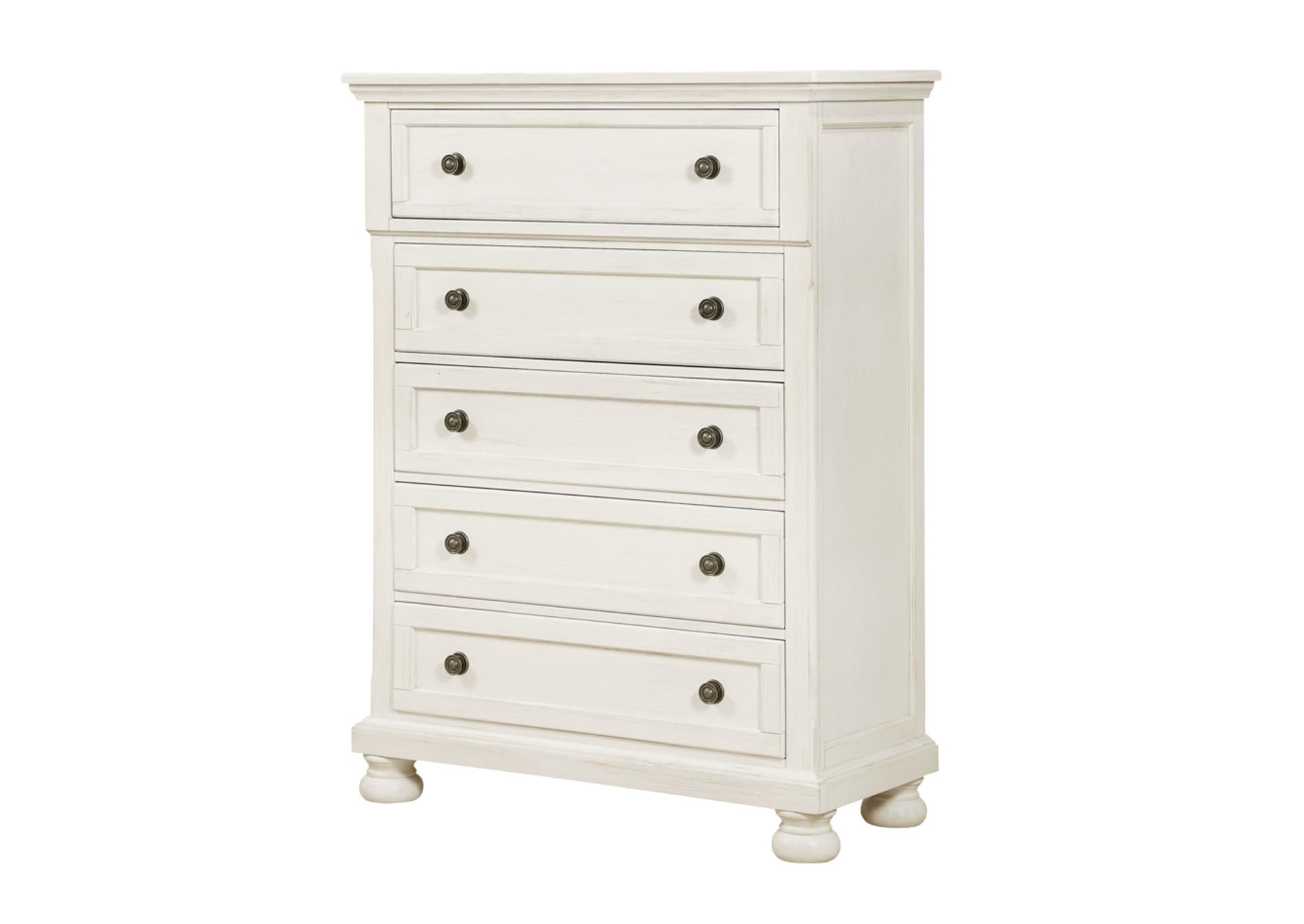 KINGSMAN WHITE 5 DRAWER CHEST