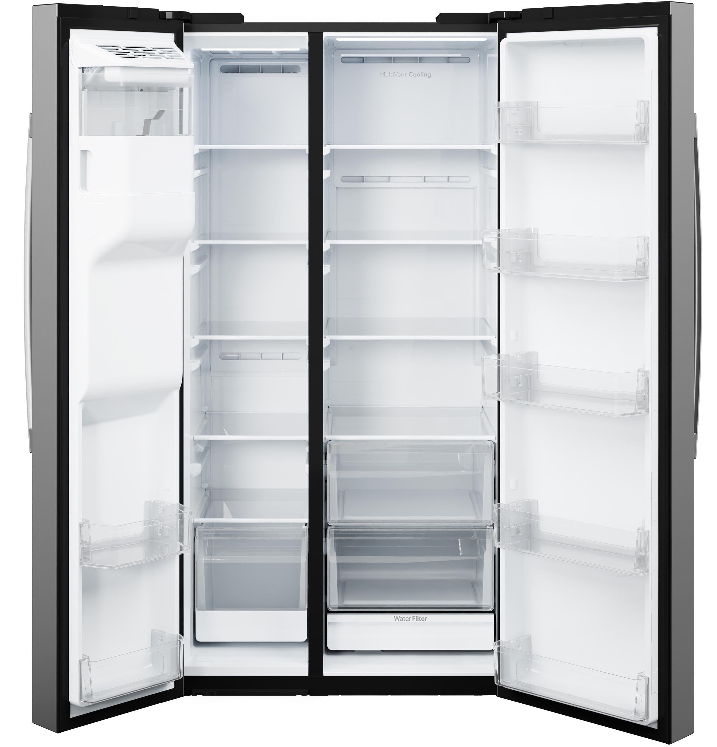 GE FINGERPRINT RESISTANT STAINLESS SIDE BY SIDE WITH DISPENSER - Pearl Silver - Refrigerators - Additional View 4