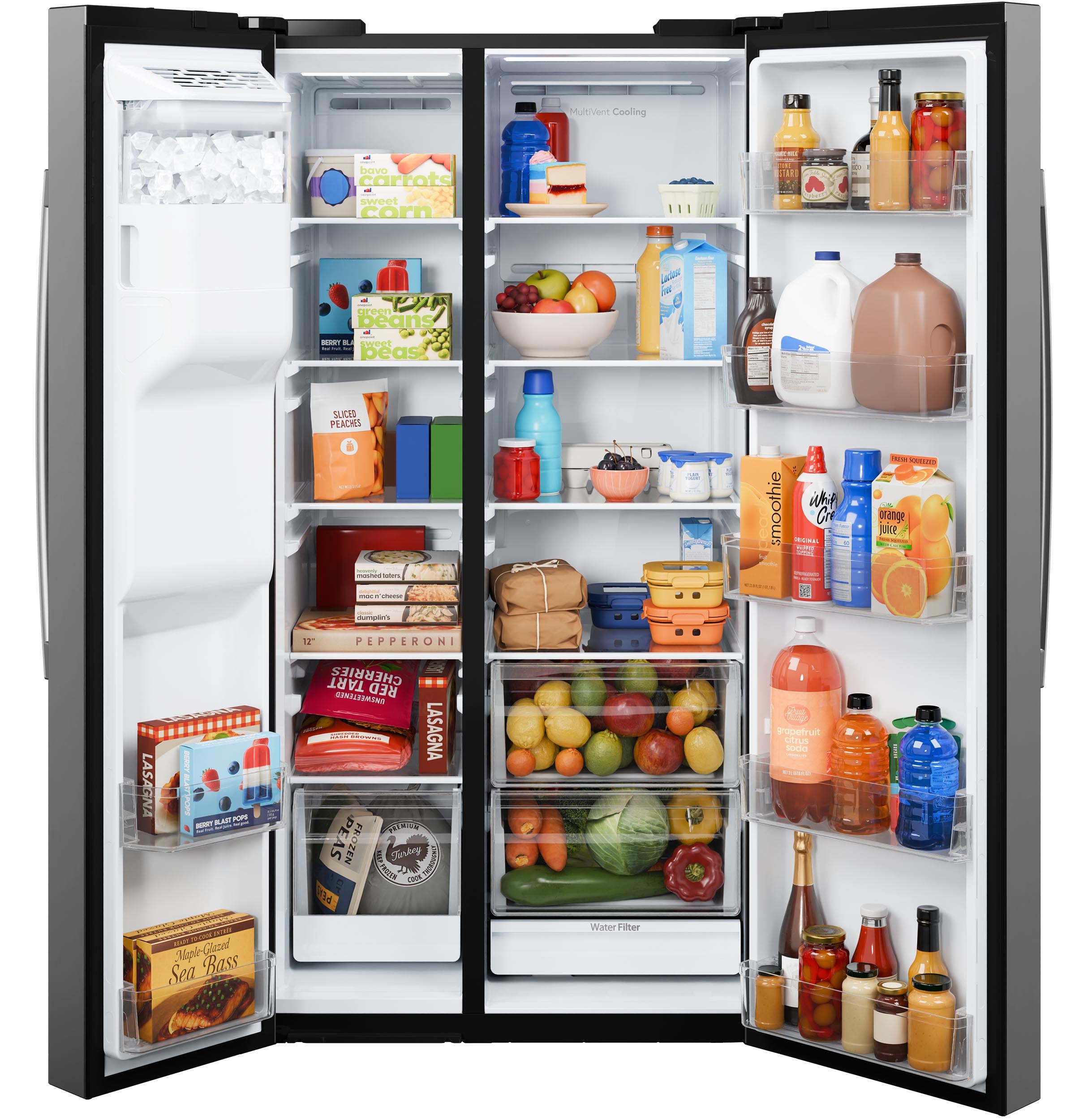 GE FINGERPRINT RESISTANT STAINLESS SIDE BY SIDE WITH DISPENSER - Pearl Silver - Refrigerators - Additional View 5