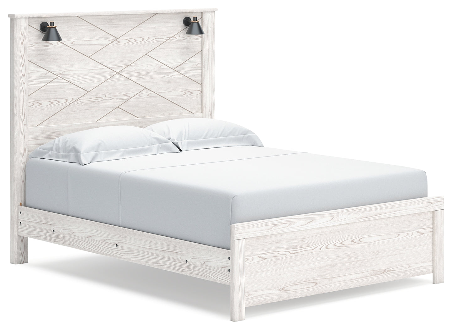 Ashley Furniture - Gerridan Queen Lighted Bed - White Wood - Beds