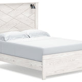Ashley Furniture - Gerridan Queen Lighted Bed - White Wood - Beds