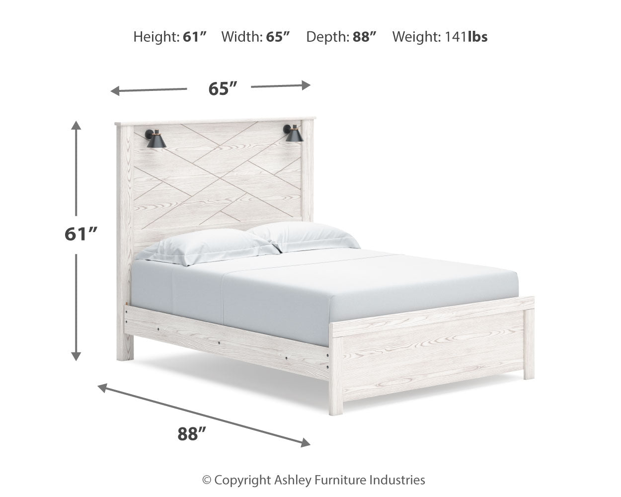 Ashley Furniture - Gerridan Queen Lighted Bed - White Wood - Beds - Additional View 7