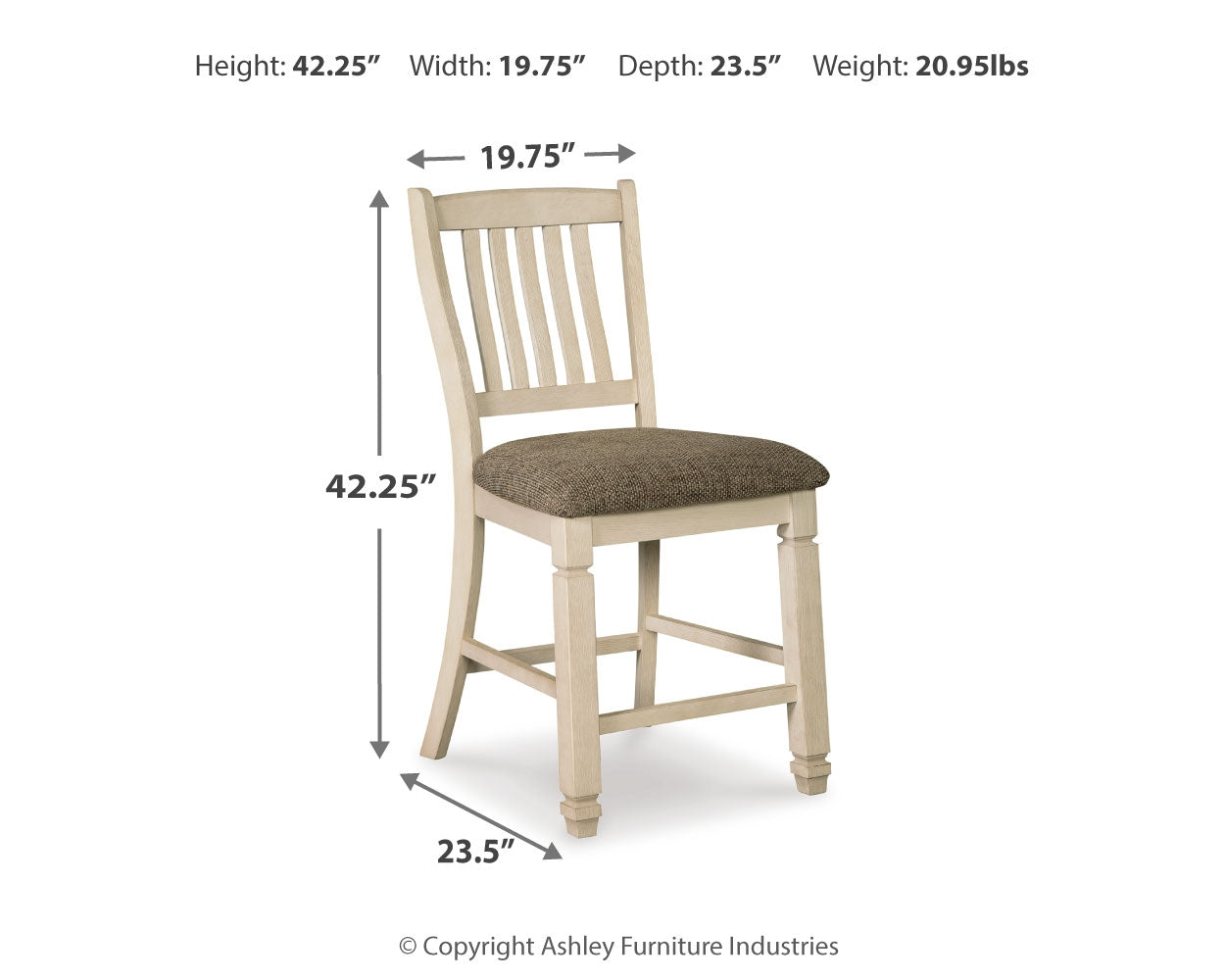 Ashley Furniture - Bolanburg Upholstered 24" Barstool - Beige Fabric|Wood - Stools - Additional View 4