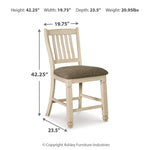 Ashley Furniture - Bolanburg Upholstered 24" Barstool - Beige Fabric|Wood - Stools - Additional View 4