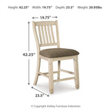 Ashley Furniture - Bolanburg Upholstered 24" Barstool - Beige Fabric|Wood - Stools - Additional View 4
