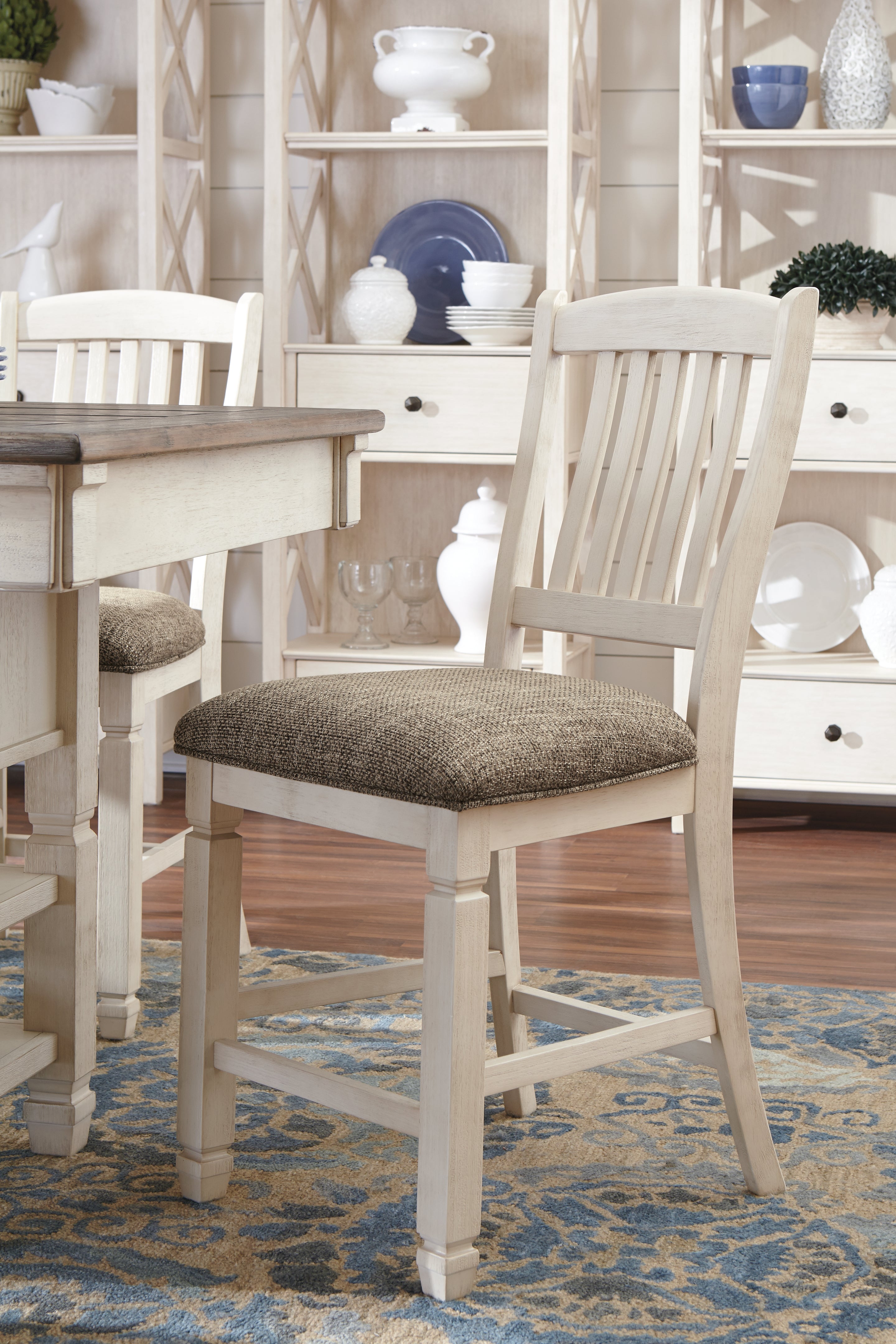 Ashley Furniture - Bolanburg Upholstered Barstool - Beige - Fabric|Wood - Stools - Additional View 7