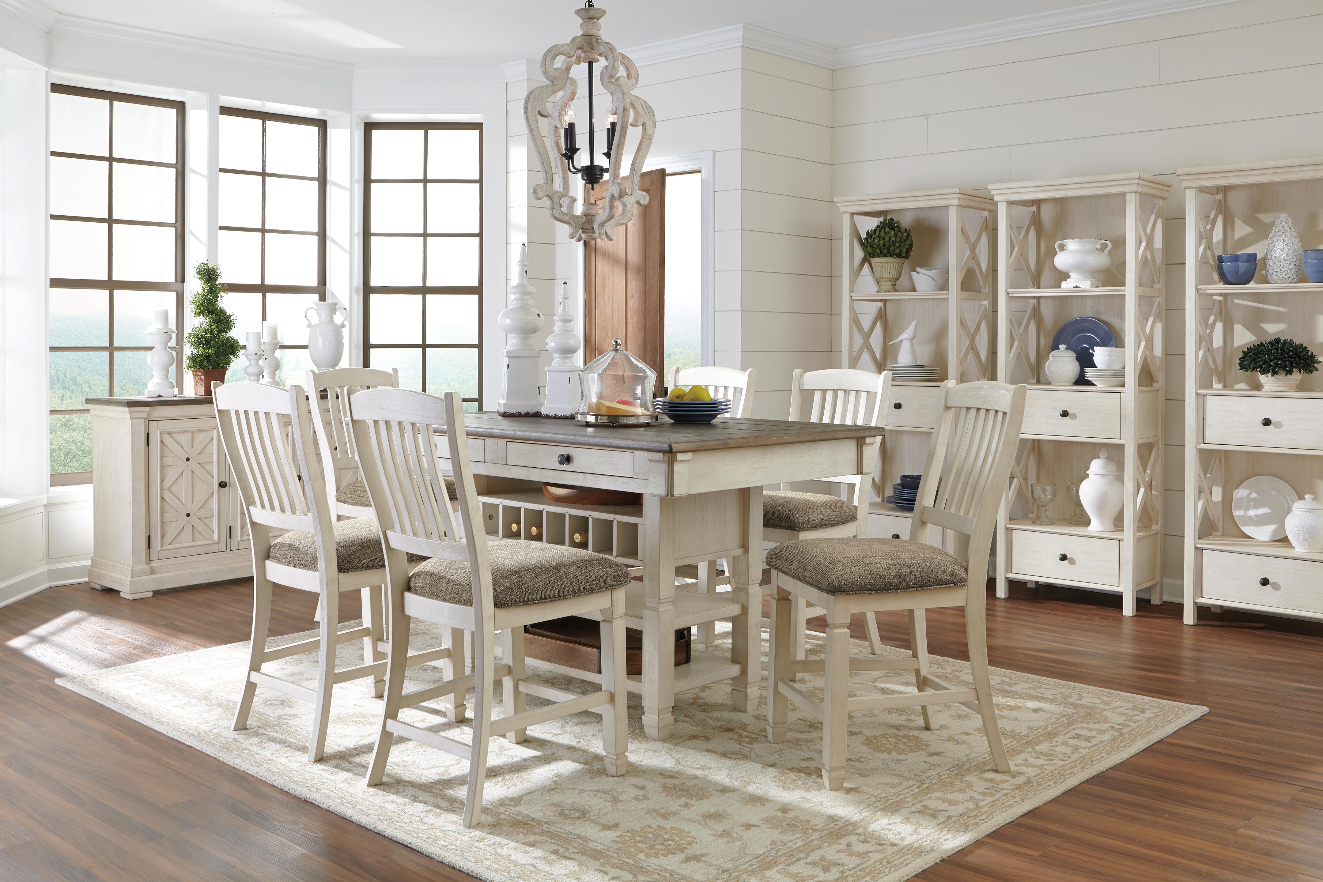 Ashley Furniture - Bolanburg Upholstered 24" Barstool - Beige Fabric|Wood - Stools - Additional View 7