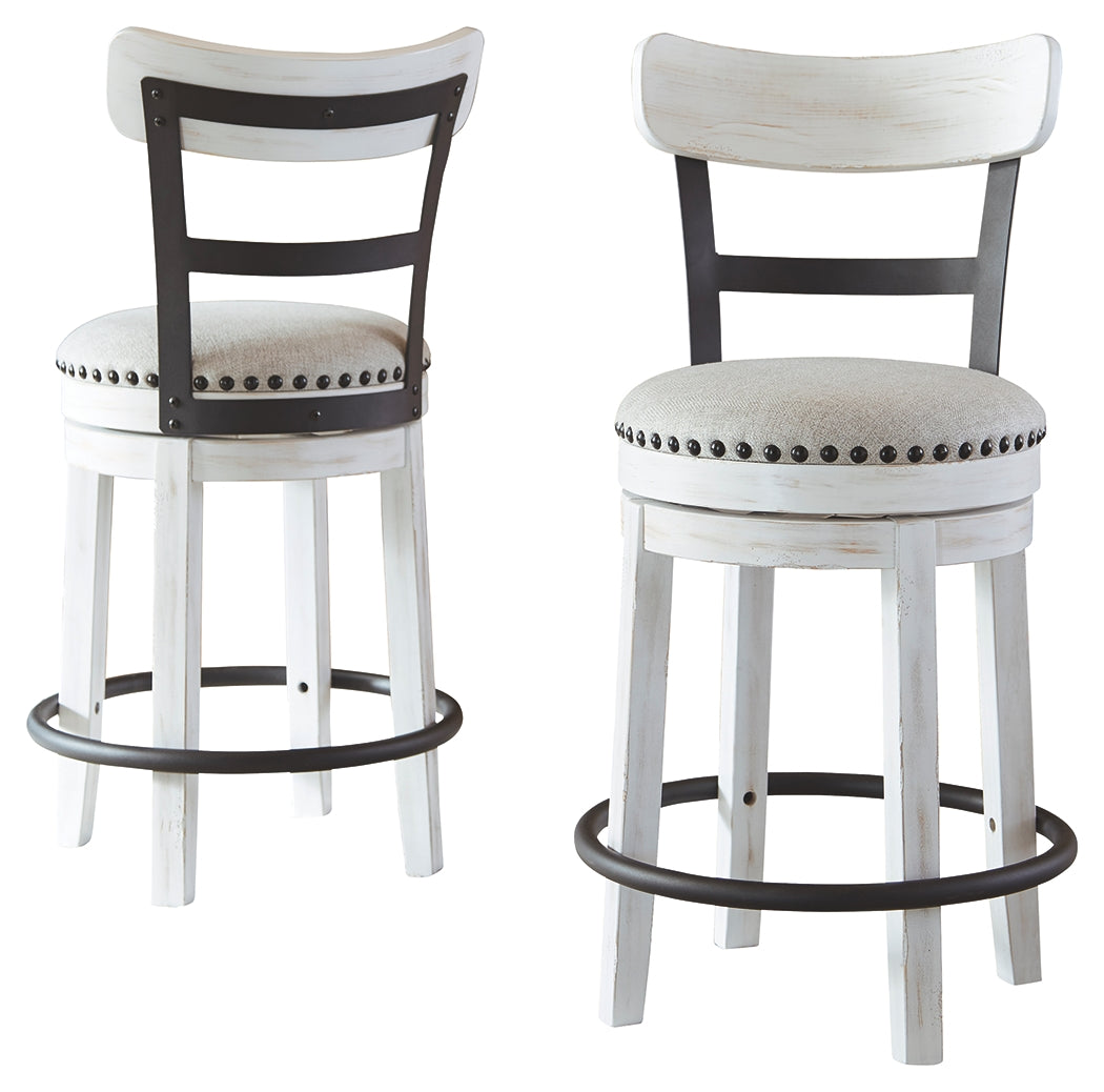 Ashley Furniture - Valebeck 24" Swivel Barstool - White - Fabric|Metal|Wood - Stools