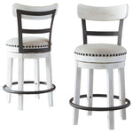 Ashley Furniture - Valebeck 24" Swivel Barstool - White - Fabric|Metal|Wood - Stools