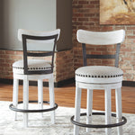 Ashley Furniture - Valebeck 24" Swivel Barstool - White - Fabric|Metal|Wood - Stools - Additional View 1