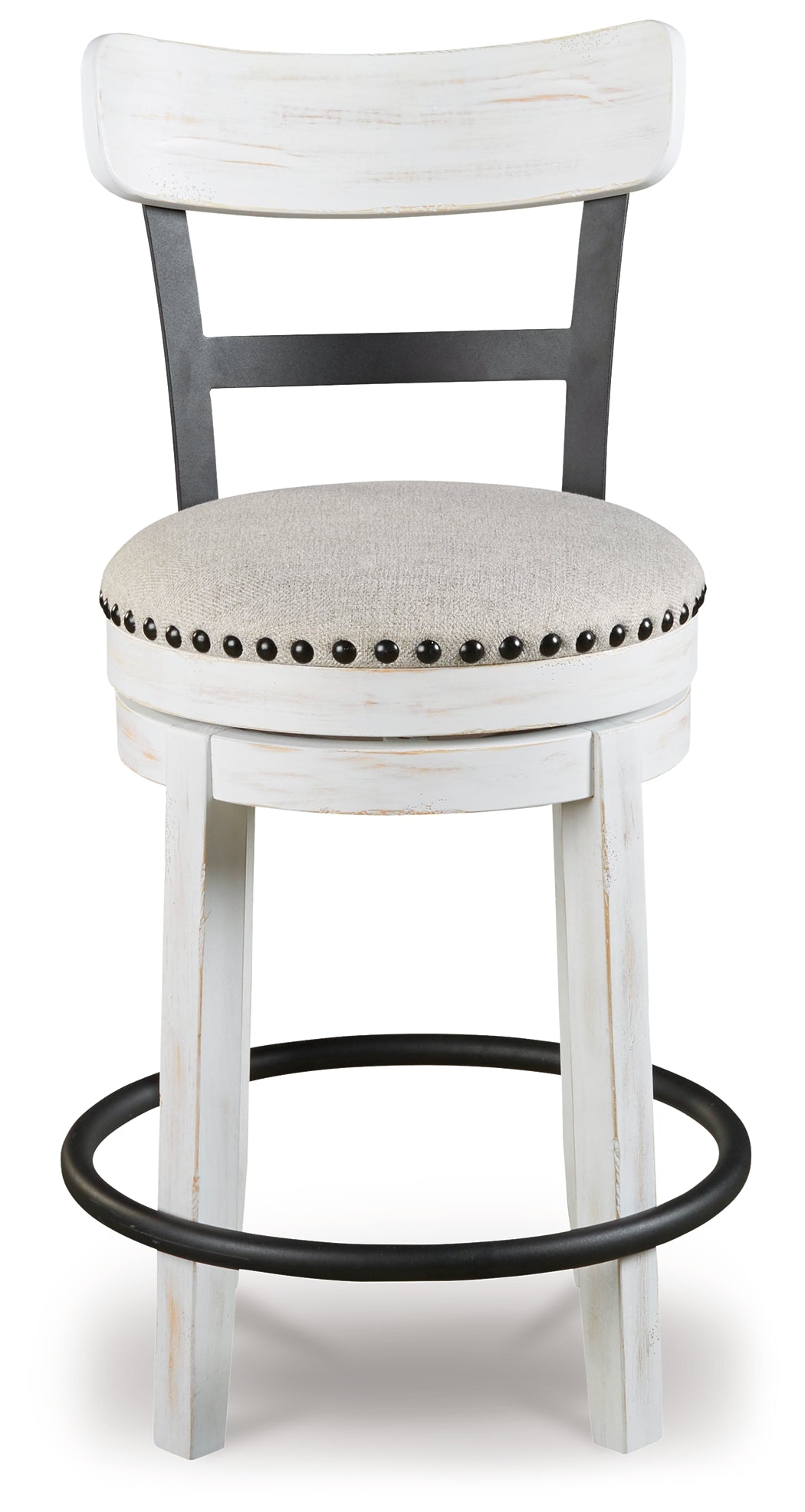 Ashley Furniture - Valebeck 24" Swivel Barstool - White - Fabric|Metal|Wood - Stools - Additional View 2