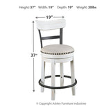Ashley Furniture - Valebeck 24" Swivel Barstool - White - Fabric|Metal|Wood - Stools - Additional View 3