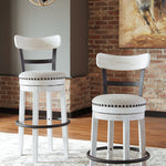 Ashley Furniture - Valebeck 24" Swivel Barstool - White - Fabric|Metal|Wood - Stools - Additional View 5