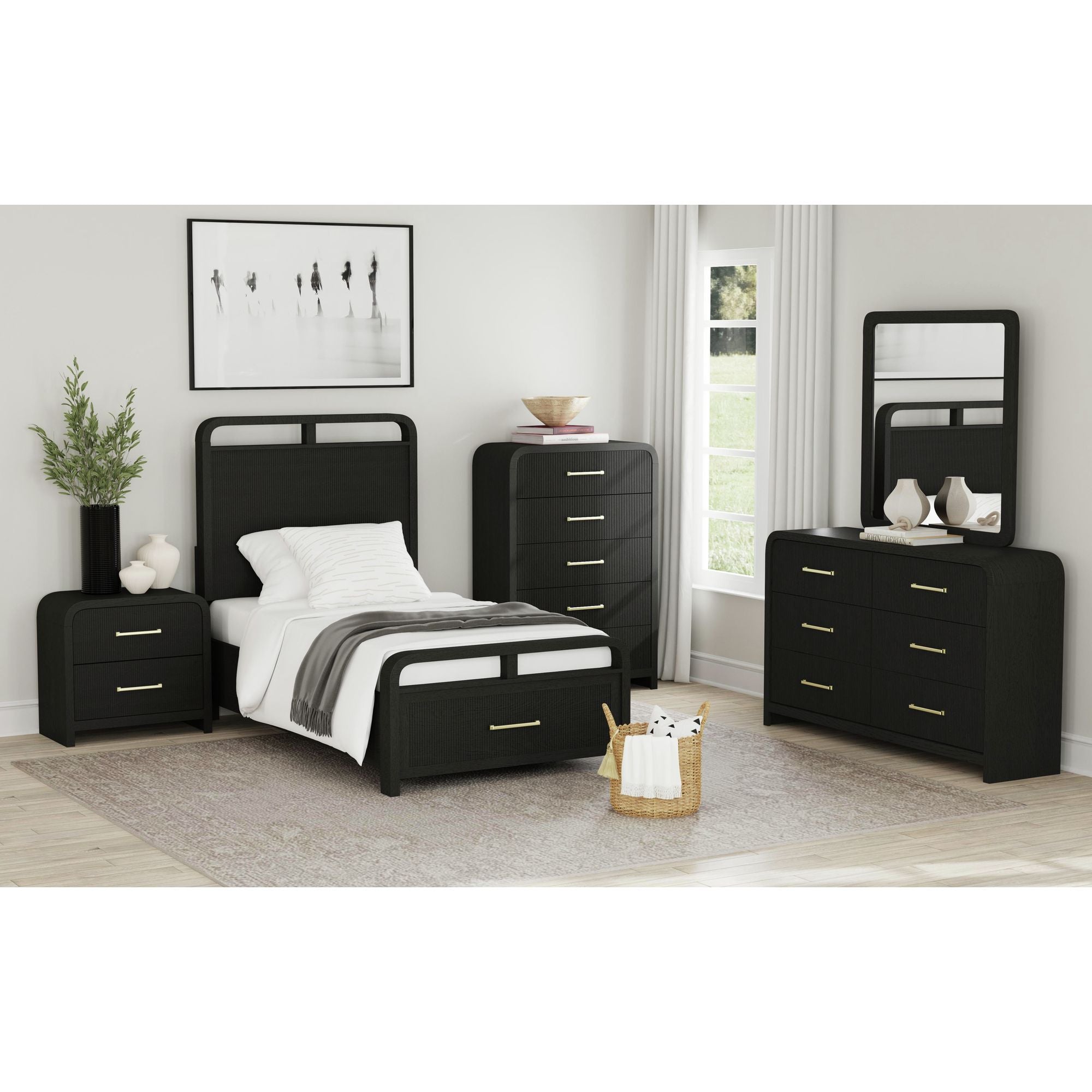 Elements International - RIDGEMONT BLACK NIGHTSTAND - Wood - Nightstands - Additional View 4