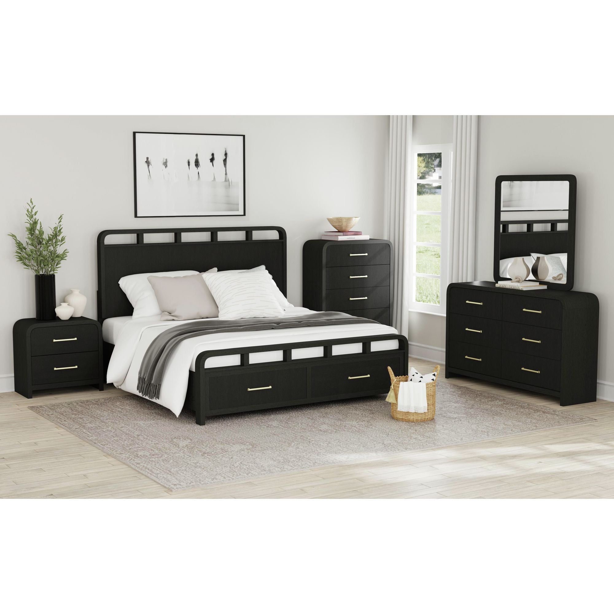 Elements International - RIDGEMONT BLACK NIGHTSTAND - Wood - Nightstands - Additional View 5