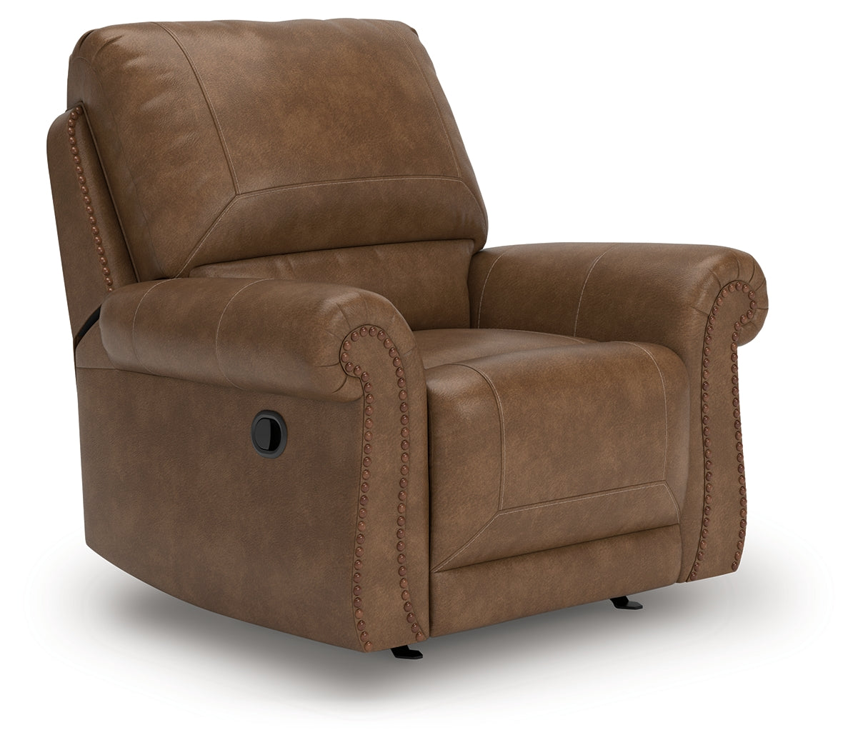 Ashley Furniture - Shadsburne Swivel Glider Recliner - Earth - Dark Brown Faux Leather - Chairs