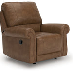 Ashley Furniture - Shadsburne Swivel Glider Recliner - Earth - Dark Brown Faux Leather - Chairs