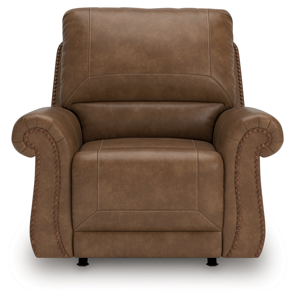 Ashley Furniture - Shadsburne Swivel Glider Recliner - Earth - Dark Brown Faux Leather - Chairs - Additional View 2