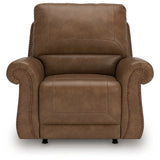 Ashley Furniture - Shadsburne Swivel Glider Recliner - Earth - Dark Brown Faux Leather - Chairs - Additional View 2