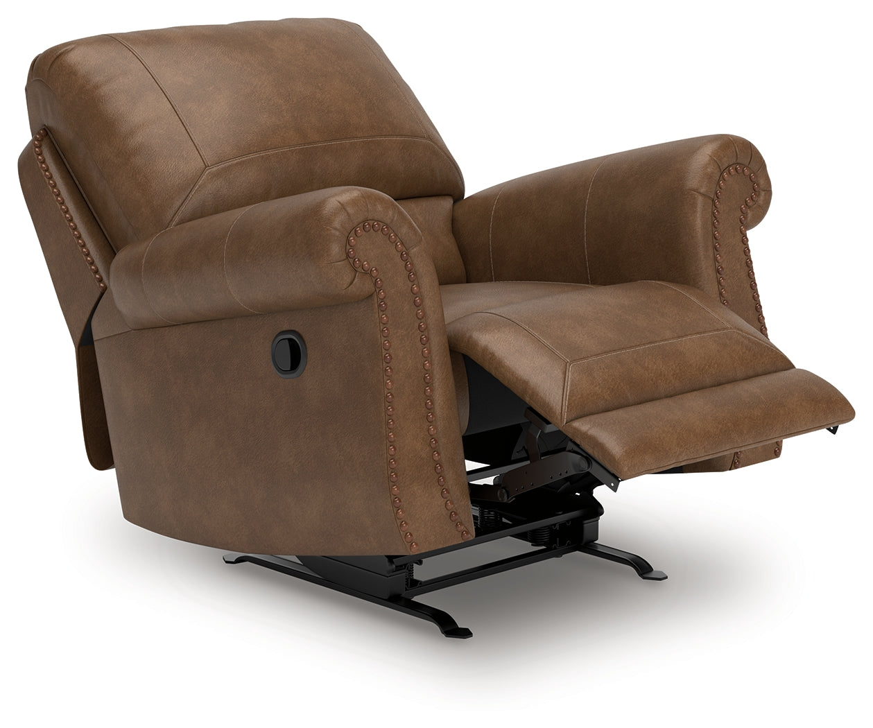 Ashley Furniture - Shadsburne Swivel Glider Recliner - Earth - Dark Brown Faux Leather - Chairs - Additional View 3
