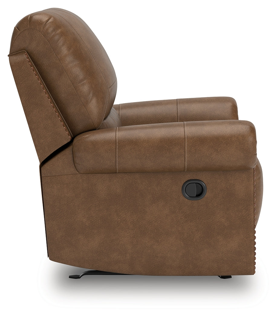 Ashley Furniture - Shadsburne Swivel Glider Recliner - Earth - Dark Brown Faux Leather - Chairs - Additional View 4