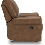 Ashley Furniture - Shadsburne Swivel Glider Recliner - Earth - Dark Brown Faux Leather - Chairs - Additional View 4