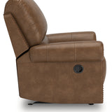 Ashley Furniture - Shadsburne Swivel Glider Recliner - Earth - Dark Brown Faux Leather - Chairs - Additional View 4