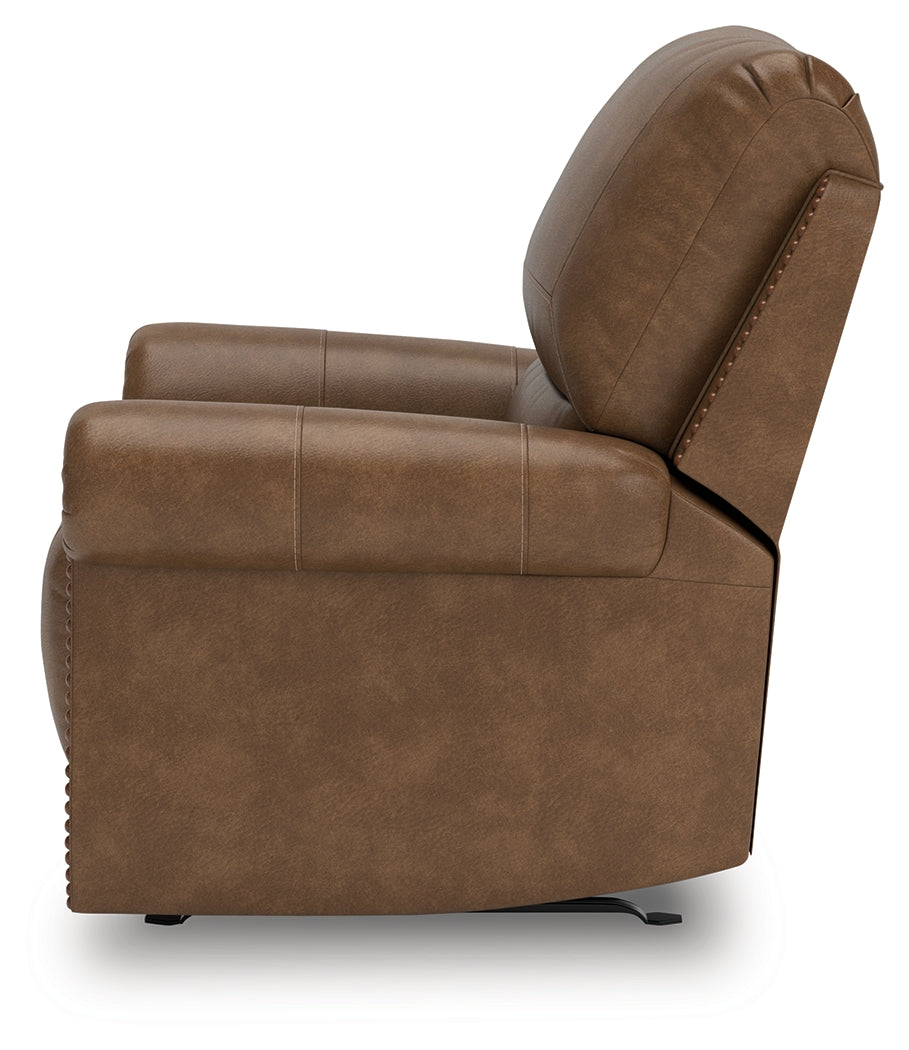 Ashley Furniture - Shadsburne Swivel Glider Recliner - Earth - Dark Brown Faux Leather - Chairs - Additional View 6