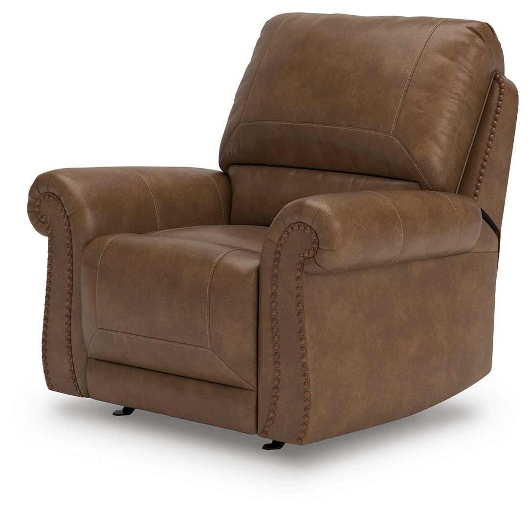 Ashley Furniture - Shadsburne Swivel Glider Recliner - Earth - Dark Brown Faux Leather - Chairs - Additional View 7