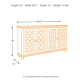 Ashley Furniture - MIRIMYN ANTIQUE TEAL LATTICE DOOR ACCENT CABINET - Light Blue Glass|Wood - Cabinets - Additional View 3