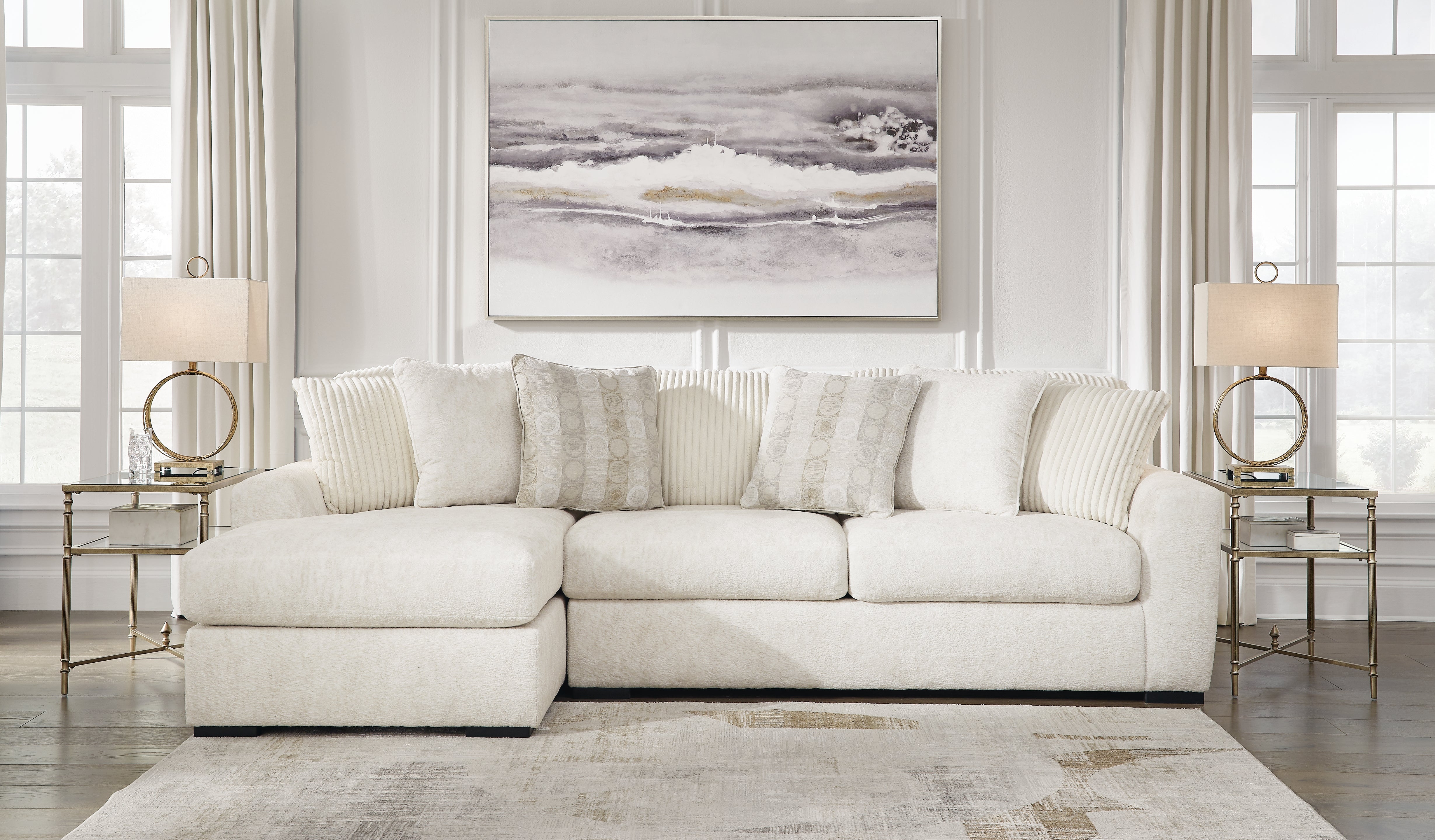 Ashley Furniture - Chessington Ivory 2 Piece Sectional - White Fabric - Sectionals - Additional View 2